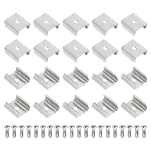 Image of PATIKIL LED Strip Clips, 60pcs Stainless Steel Mounting Brackets Fixing Clip Clamp Support Holder with Screws for 18mm to 19mm LED Strip Lighting Cable