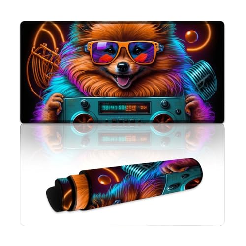 Tappetino per mouse con radio Pomerania L (30 x 60 x 0,3 cm), tappetino da tavolo con attrito superficiale moderato, tappetino per mouse antiscivolo, accessori per Mac e PC