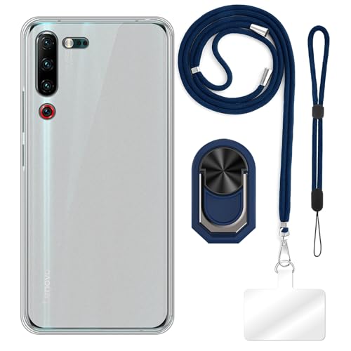 Funda TPU con Correa de Muñeca, Cordón y Soporte de Anillo Compatible con Lenovo Z6 Pro, Antigolpes, Delgado, Ajustable, Manos Libres, Resistente