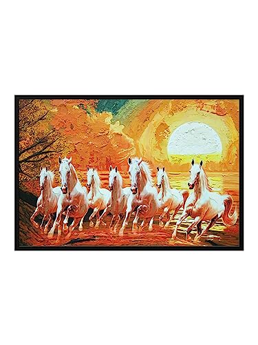 Image of 999STORE Fiber framed canvas painting frame paintings for bedroom with horse photo frames wall horses hanging home decor big large (Canvas 36X54 Inches Black) BLFLP36540071