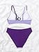 OYOANGLE Girl's 2 Piece Colorblock Ring Linked Bikini Swimsuit Ribbed Knit Bathing Suit Purple Multi 10-11Y