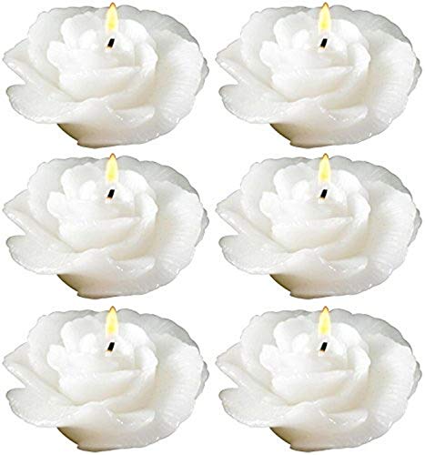 Biedermann & Sons Rose-shaped Floating Candles In White, Pack of 12