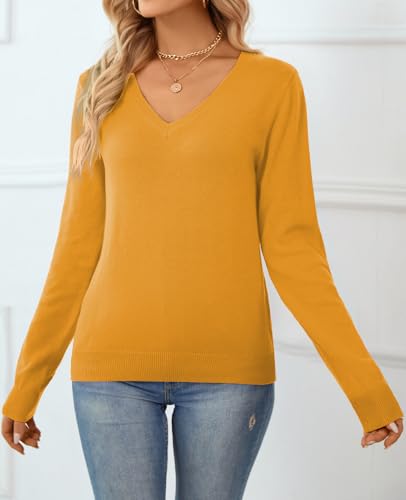 Image of QUALFORT Women's 100% Cotton Sweater, Basic Lightweight Long Sleeve Pullover