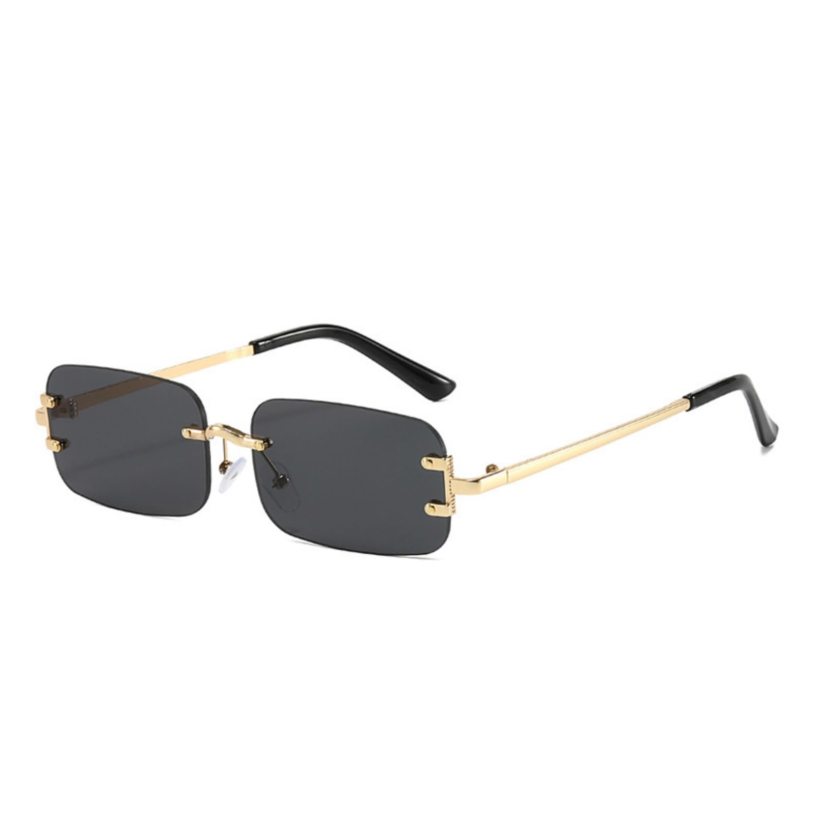 ASYHV Vintage Rechteckige Randlose Sonnenbrille Frauen Männer Leichter Metallrahmen Unisex Design Für Mode Outdoor UV Schutz