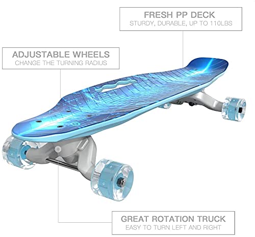 Pasbas 6.2 X 23.2 Inches Skateboard In Plastic Colourful Plastic Skateboards For Child, Beginners, Kids & Flexible Deck & Smooth Pu Wheels Skateboard For Kids Outdoor Sports (Dublue) #TOP2