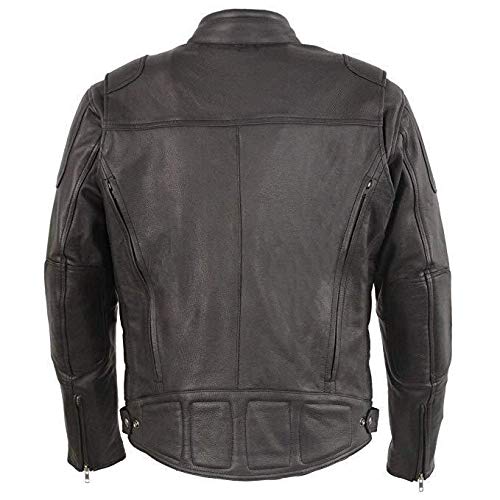 Milwaukee Leather-Men's Vented Scooter Jacket w/Heated Technology-BATTERY PACK INCLUDED-BLACK (4X-Large)