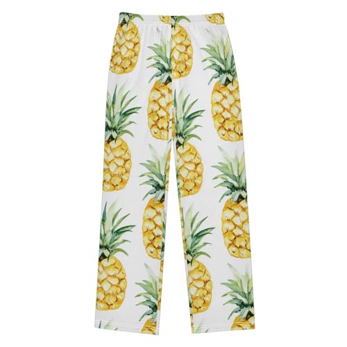 Pajama Bottoms, Pajamas Long Pant Pineapple Lounge Wear Casual Watercolor Fruits Sleep Pants Soft Pjs Sleepwear