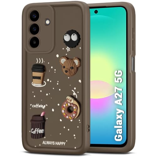 Image of TheGiftKart Back Cover Case for Samsung Galaxy A27 5G | Cute Fun Cartoon 3D Bear Coffee Case | Full Camera Protection | Shockproof Back Cover Case for Samsung Galaxy A27 5G (Silicone, Brown)