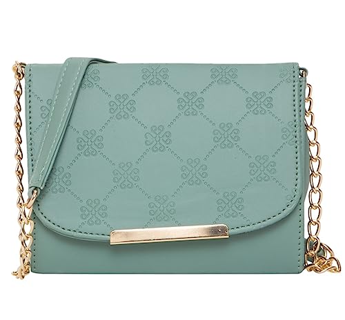 ADISA Women Girls Flower Engrave Sling Bag With Gold Chain