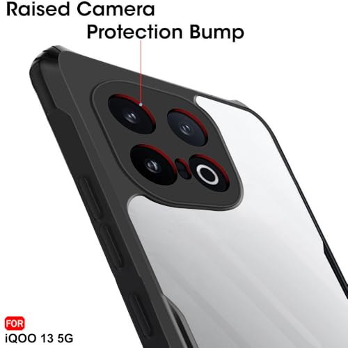 Image of TheGiftKart Shockproof Crystal Clear Back Cover Case for iQOO 13 5G | 360 Degree Protection | Protective Design | Transparent Back Cover Case for iQOO 13 5G (PC & TPU, Black Bumper)