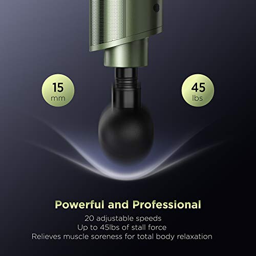 Massage Gun, TaoTronics Portable Deep Tissue Percussion Massage Gun with 6 Heads and 20 Adjustable Speeds for Pain Relief and Relaxation, Muscle Massager with 10 Hours Battery Life for Home Office Gym - Thumbnail 2