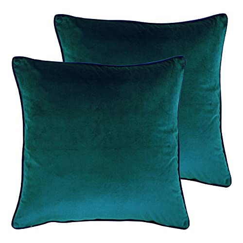 Paoletti Meridian Polyester Filled Cushions (Twin Pack), Polyester, Teal/Navy