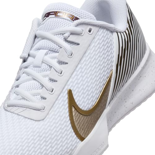 Nike NikeCourt Vapor Pro 2 Men's Hard Court Tennis Shoes (HF3632-100, White/Grand Purple/Metallic Gold Grain) Size 13