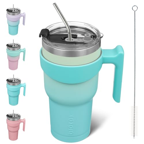 Image of BJPKPK 30 oz Tumbler with Handle & Straw, Insulated Stainless Steel Mug