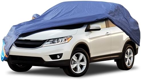 Car Cover Waterproof All Weather, 6 Layers Outdoor Full Exterior Cover Rain Sun UV Snowproof Protection with Zipper Cotton, Mirror Pocket for Honda CR-V