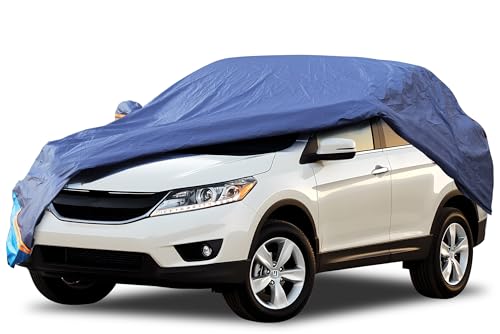 Car Cover Waterproof All Weather 6 Layers Outdoor Full Exterior Cover Rain Sun UV Snowproof Protection with Zipper Cotton Mirror Pocket for Honda CR-V