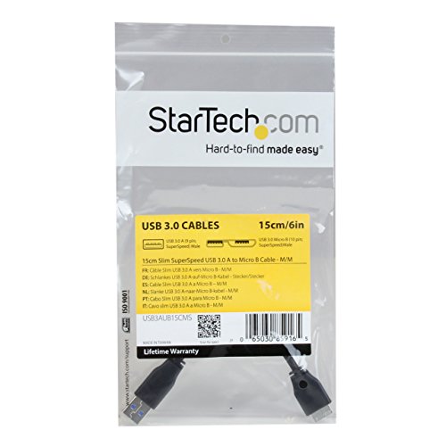 Startech.com 15Cm 6In Short Slim Usb 3.0 A To Micro B Cable M/M - Mobile Charge Sync Usb 3.0 Micro B Cable For Smartphones And Tablets (Usb3Aub15Cms) #TOP4