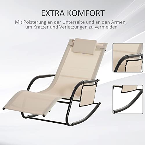 Chaise de jardin à bascule en maille beige Outsunny relaxante - 8
