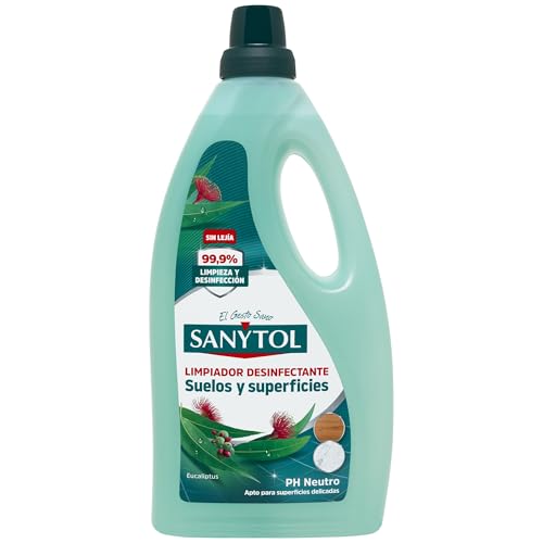 Sanytol – Botella Desinfectante Limpiahogar, Elimina Bacterias, Hongos Y Virus Sin Lejía, Perfume Eucaliptus, Negro, 1200 Mililitro
