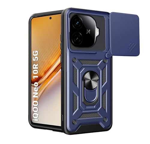 Image of Luxe Back Cover for iQOO Neo 10R 5G | D10 Tough Armor | Sliding Camera Shield | 360 Protection | Kickstand Ring Holder | Military-Grade Shockproof Bumper