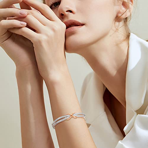 Angelady Infinity Bracelet for Womens, Silver Infinity Bracelets Bangles for Women Rose/Yellow Gold Bracelets Ladies Bracelets Birthday Mother's Day Gifts for Women/Mum/Wife - Image 7