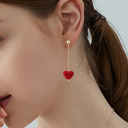 Konikit Trendy Love Heart Earrings Gold Color Tassel Dangle Earrings For Women Girls Sweet Cute Jewelry Valentine's Day Gift #TOP3