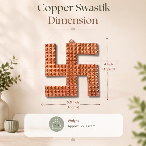 Image of Copper Swastik Pyramid Door Sign | 4 Inch | Vastu Remedy for Prosperity, Success, Vastu Dosh & Nazar Dosh Protection