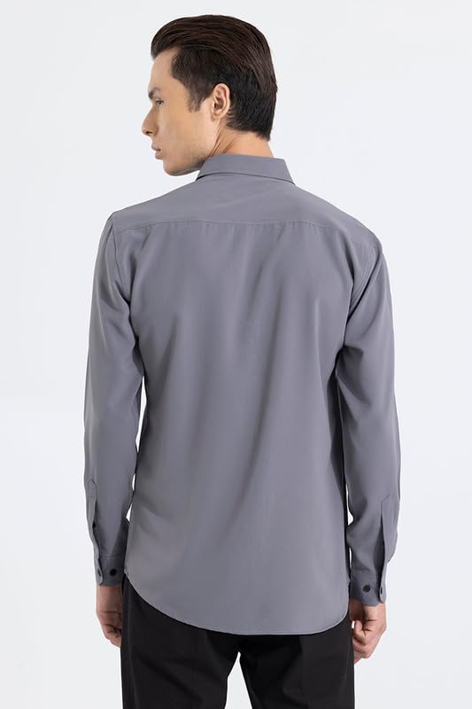 Image of SNITCH Men's Plain Shirts | Formal Wear Streetwear Style | Cotton Spread Full Sleeve Slim Fit Grey