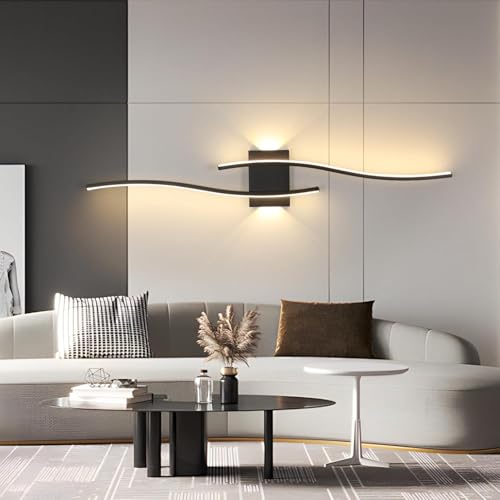 DELIPOP Applique da Parete Interno LED, 27 W Applique Lunga Moderna, Luci da Parete Nere per Soggiorno Camera da Letto Scala, Lungo 89 CM, Bianco Caldo 3000 K