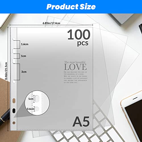 AOBOPLE 100 Stück Klarsicht Aktenhüllen, Prospekthüllen A5, 120µ Kunststoff Klarsichthüllen A5, Glasklar Fotohüllen für Aufbewahrung von Papier, Akten & Dokumenten