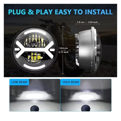 Phare LED 5,75 Pouces pour Moto Éclairage Faible Solution Sportster Dyna - 6