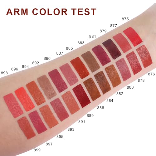 Image of evpct Fire Brick Velvet Matte Lipstick, High Pigmented Slim Lipstick Long Lasting Waterproof for Women Gift, Velvet Silky Lip Stick Stain Color Makeup Blendable 24 Hours Original Makeup Labiales, 877#