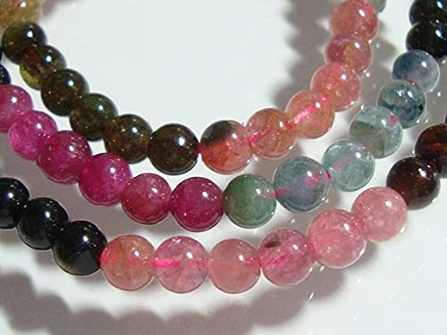 Tourmaline naturelle perles rondes lisses 4.5-5mm pour fil de 16 pouces DIY