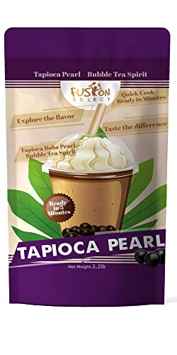 Fusion Select 2.2Lb Tapioca Pearl - Brown Sugar Flavor Quick Cook Tapioca, DIY Boba for Boba Tea Ready in 5 Minutes, Boba pearls, Bubble Tea Pearl s, Milk Tea Toppings