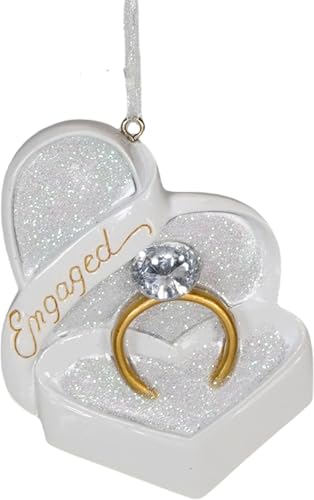 Engaged Heart Shaped Box and Ring with Gem...