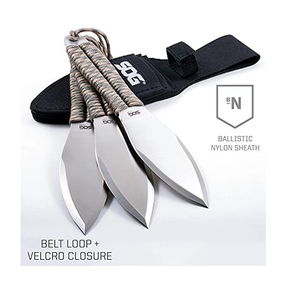 SOG Throwing Knives with Sheath 3 Pack Balanced Throwing Knives Set w