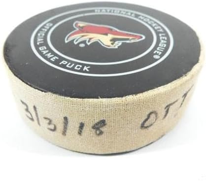 2018 Arizona Coyotes vs. Ottawa Senators Game Used Puck 3-3-18 AA0021729 - NHL Unsigned Game Used Pucks