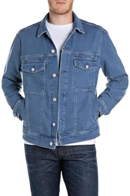 Replay Chaqueta vaquera para hombre, 009 azul medio., S | Ya disponible en tu tienda friki favorita! En mundofriki.es!