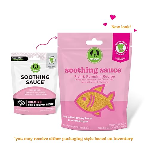 Image of Stashios Soothing Sauce, Fish & Pumpkin /Calming Powder Supplement for Dogs & Cats- All Natural, Anxiety Relief, Made in The USA