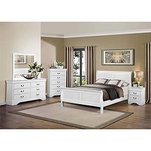 Homelegance Lexicon Mayville Traditional Wood Full Sleigh Bed In White #TOP1