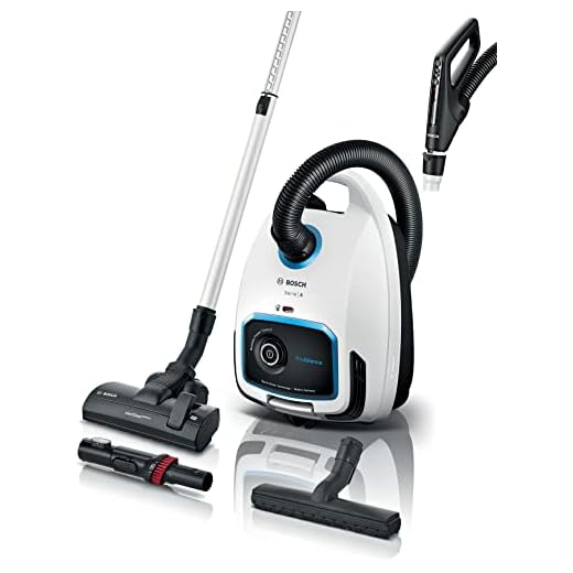 Bosch BGB6SIL1 - Serie, 6 Aspirador ProSilence Blanco de Bolsa, Recoge Cable automático, 4 L, iluminación LED