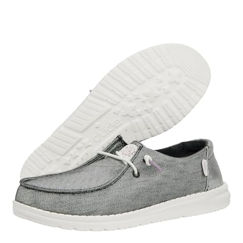 Image of HEYDUDE Women's Wendy Metallic Sparkle Slip On Shoes | Stylish Fashion Loafers for Women | Lightweight & Comfortable