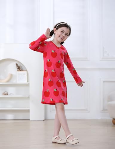 FreeLu Girls Cartoon Applique Dresses Striped Casual Dress Cotton Jersey Longsleeve T-Shirt3