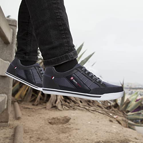 Image of Alpine Swiss Men's Retro Sneakers | Euro Vintage Inspired Low Top Shoes with Suede Trim | Stefan Fashion Sneakers | Streetwear Casual Tennis Shoes