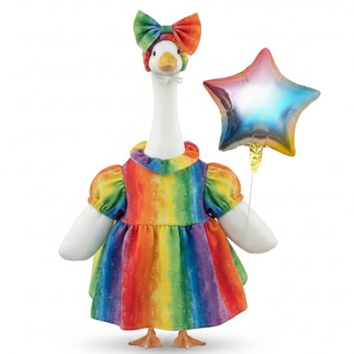 Soulchen 1 Set Rainbow Pride Porch Goose Outfit 23 Inch LGBTQ Lawn Porch Goose Clothes Costume with Headband and Balloon for Gay Lesbian Pride Month Indoor Outdoor Garden Lawn Patio Yard Decor