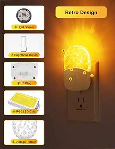 Emeritpro Night Lights Plug Into Wall, Amber Night Light, Led Dimmable Night Lights With Dusk To Dawn Brightness Adjustable Night Light For Kids, Hallway, Bedroom, Kitchen, Stairway, 2 Pack #TOP5
