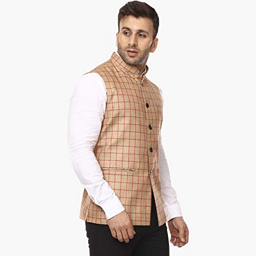 Image of Veera Paridhaan Men's Poly Cotton Jute Nehru Jacket