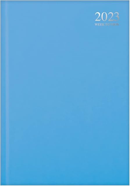 Premium Quality | A4 Week To View Diary 2023 Pastel colour|Hardback Casebound Cover & Ribbon Marker WTW Year Planner for Business, Office, Home, Appointments (LIGHT BLUE)