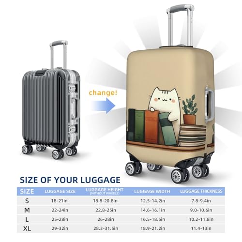 Cat Pushing Books On The Bookshelf Elastic Travel Luggage Covers Dustproof Scratch-Resistant Suitcase Protector Fit 22-24 Inch4
