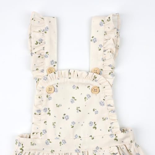 HOOLCHEAN Baby Toddler Girls Spring Summer Blue Flower Ruffled Shortalls3